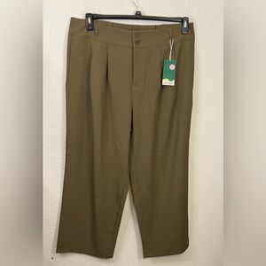 HALARA BROWN 1X High Waisted Button Zipper Side Pocket Straight Leg Work Plus